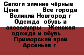 Сапоги зимние чёрные › Цена ­ 3 000 - Все города, Великий Новгород г. Одежда, обувь и аксессуары » Женская одежда и обувь   . Приморский край,Арсеньев г.